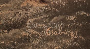 Csaba jelzéssel: Kunyhók a télben. Olaj, vászon, keretben, 33×47 cm