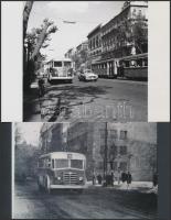 cca 1960 Budapest, városi autóbuszok, a 15-ös valószínűleg repró, 3 db korabeli negatívról készült modern nagyítások, 10x15 cm és 13x18 cm