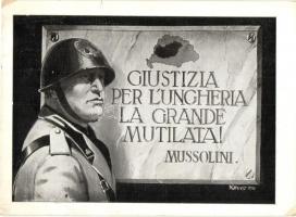 Giustizia per lUngheria la grande mutilata! Mussolini, kiadja a Magyar Nemzeti Szövetség / Justice for Hungary s: Köves (kis szakadás / small tear)