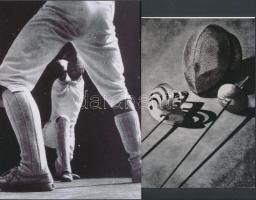 cca 1958 Tőrvívás, Réti Pál: Képszerkesztés, kompozíció c. előadásának anyagából 2 db modern nagyítás, 18x13 cm és 15x10 cm
