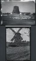cca 1933 Alföldi szélmalmok, Kerny István (1879-1963) hagyatékában őrzött 2 db üveglemez negatívról készült modern nagyítás, 13x18 cm