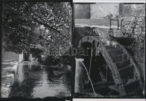 cca 1930 Bakony, vízimalom, Kerny István (1879-1963) hagyatékában őrzött 2 db üveglemez negatívról készült modern nagyítás, 13x18 cm