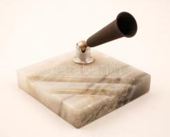 Márvány talpas tolltartó, kis sérülésekkel, 10×10×4,5 cm