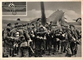 Landetruppen, Nr. 23. "Hermares" / WWII german soldiers waiting next to an airplane (fl)