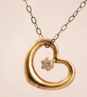 Arany nyaklánc medállal, Au, 9K bruttó:0,9gr., jelzett, 46cm /Gold necklace pendant, Au, 9K, gross: ...