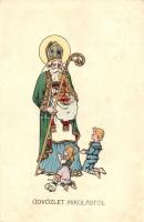 Üdvözlet Mikulástól / greeting postcard with Saint Nicholas