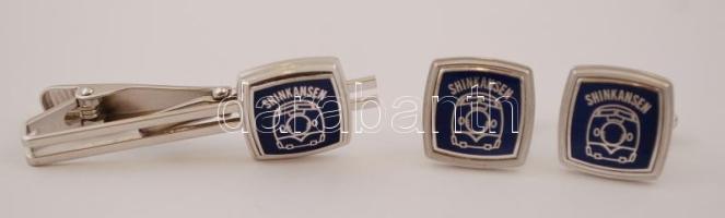 Shinkasen japán vasúti mandzsettagomb-pár és nyakkendőtű