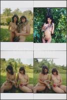 cca 1986 Ismerkedés a kígyóval, 5 db finoman erotikus fénykép, az eredeti negatívokról készült modern nagyítások, 15x10 cm / 5 erotic photos, 15x10 cm