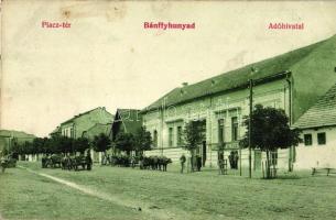 Bánffyhunyad, Piac tér, adóhivatal, nyomda és könyvkötészet / Market place, tax office, printing house