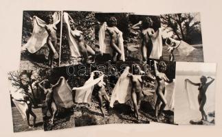 cca 1976 Fátyoltánc, 11 db finoman erotikus vintage fénykép, 14x9 cm / 11 erotic photos, 14x9 cm