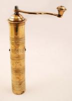 Régi, henger alakú kávédaráló, réz, 25cm