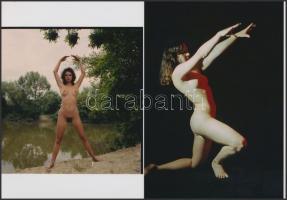 cca 1978 Tornagyakorlatok, 4 db finoman erotikus fénykép, az eredeti negatívokról készült modern nag...