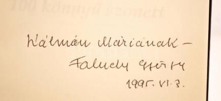Faludy György: 100 könnyű szonett. Bp., 1995, Magyar Világ. A szerző által dedikált példány! Kartoná...