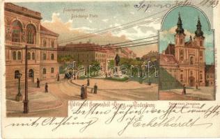 1899 Sopron, Széchenyi tér, Domonkos templom, litho (EB)