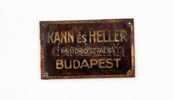 "Kann és Heller Motorosztálya, Budapest" réz tábla, 5x8cm