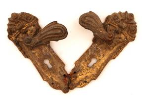 Régi kilincs pár, réz, 15cm