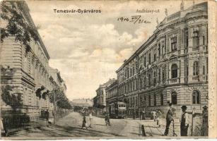 Temesvár, Timisoara; Gyárváros, Andrássy út, villamos / street, tram (EK)