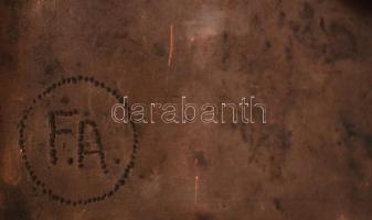 cca 1914-1918 (?) Réz cigarettatárca "F. A." monogrammal, 9,5×6,5×2 cm