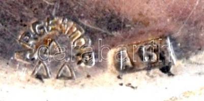 Fém és üveg tétel, 4db-os az egyik csészealj Argentor jelzéssel, m:8cm, d:12cm