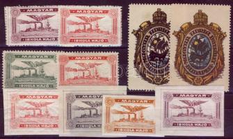 8db Magyar Iskola Hajó+2db Adria egyesület levélzáró / Shipping, 10 different Hungarian labels