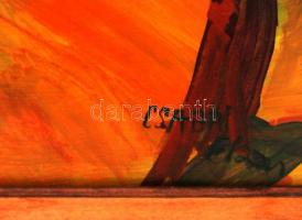 Csabai jelzéssel: Házak a dobnál. Olaj, falemez, keretben, 48×68 cm