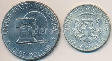Amerikai Egyesült Államok 1967. 1/2$ Ag "Kennedy" + 1976D 1$ Cu-Ni "Eisenhower / Libe...