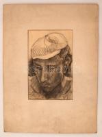 Olvashatatlan jelzéssel: Férfi portré. Ceruza, papír, 28×18 cm