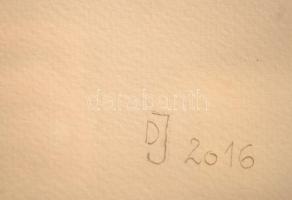 Dévényi János (1956- ): Geometrikus formák, akril, papír, jelzett, üvegezett fa keretben, 29×39 cm