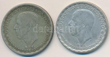 Svédország 1942G 1K Ag + 1945TS 1K Ag "V. Gusztáv" T:2- Sweden 1942G 1 Krona Ag + 1945TS 1 Krona Ag "Gustaf V" C:VF