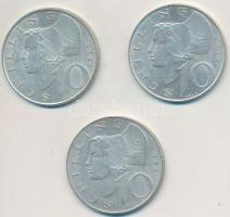 Ausztria 1971-1973 10Sch Ag (3x) T:2 Austria 1971-1973 10 Schilling Ag (3x) C:XF Krause KM#2882