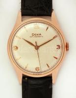 Arany (Au) 14K Doxa karóra, bőr szíjjal, jelzett, működik, bruttó 36 g