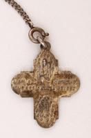 Ezüst (Ag.) katolikus "négy út" medál, hátulján "I am a Catholic, / please call a pri...