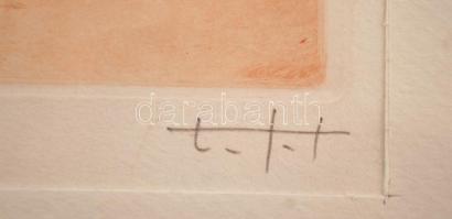 Frédéric Lefort (?-): Kíváncsiság. Színes rézkarc, papír, jelzett, üvegezett keretben, 15×9 cm