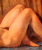 Ócsvár Rezső (1877-1968): Fekvő akt. Akvarell, papír, jelzett, üvegezett keretben, 35×50 cm