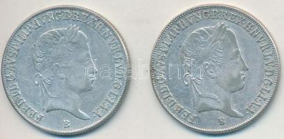1844B-1845B 20kr Ag "V. Ferdinánd" (2x) T:2,2- Huszár: 2081., Unger III.: 1419