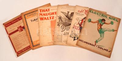 cca 1900-20 Vegyes kotta tétel rajzos borítóval, 35x27cm