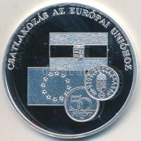 DN "A magyar pénz krónikája - Csatlakozás az Európai Unióhoz" Ag emlékérem tanúsítvánnyal (20g/0.999/38,61mm) T:PP apró felületi karc