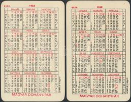 1968 Savaria, Magyar Dohányipar, 2 db kártyanaptár