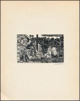 Stettner Béla (1928-1984): 2 db  linó, papír, jelzett, 7×11-8×5 cm