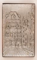 W. N. jelzéssel: Lengyel város látképe, fém falikép fa alapzaton, 25×15 cm