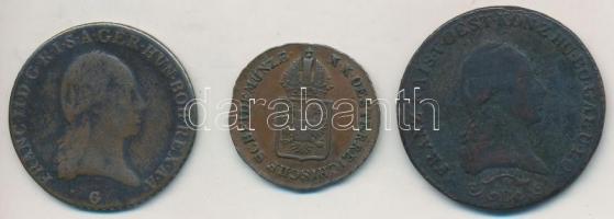 1800G 3kr Cu + 1812B 3kr Cu + 1816O 1/2kr Cu T:2-,3 ph. Huszár: 2025.,2044., 2066. Unger III.: 1401....