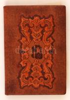 cca 1930-40 Díszes, bőrkötéses régi emlékkönyv kedves bejegyzésekkel, írásokkal, 19x13cm