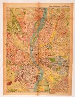 cca 1930 Stoits György, Merre menjek? Budapest közlekedési térképe utcanévjegyzékkel, 62x48cm