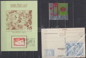 1973-1979 Parafilatéliai kiállítások 1 db levélzáró + 3 db emlékív + 1 emléklap A4-es berakólapon