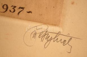 Petry Béla (1902-1996): MEGE tagsági jegy 1937, alkalmi kisgrafika, rézkarc, papír, jelzett, 12×8 cm