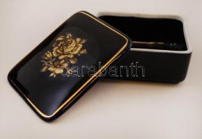 Hollóházi ékszertartó, matricás, porcelán, jelzett, hibátlan, 4x9x7cm