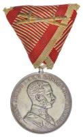 1914. I. Osztályú Ezüst Vitézségi Érem Ag kitüntetés A fémjellel a peremen, mellszalagon nem hozzávaló kardokkal. Szign.: LEISEK T:2 Hungary 1914. Silver Gallantry Medal, 1st Class Ag decoration with A hallmark on the edge, on the ribbon with not own swords. Sign.: LEISEK C:XF  NMK 129.