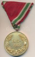 Bulgária 1933. "Háborús emlékmedál 1915-1918" aranyozott fém kitüntetés mellszalaggal T:2 ...
