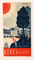 cca 1930 Kékes Szálló kihajtható reklámprospektus, rajzos térképpel