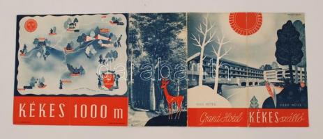 cca 1930 Kékes Szálló kihajtható reklámprospektus, rajzos térképpel